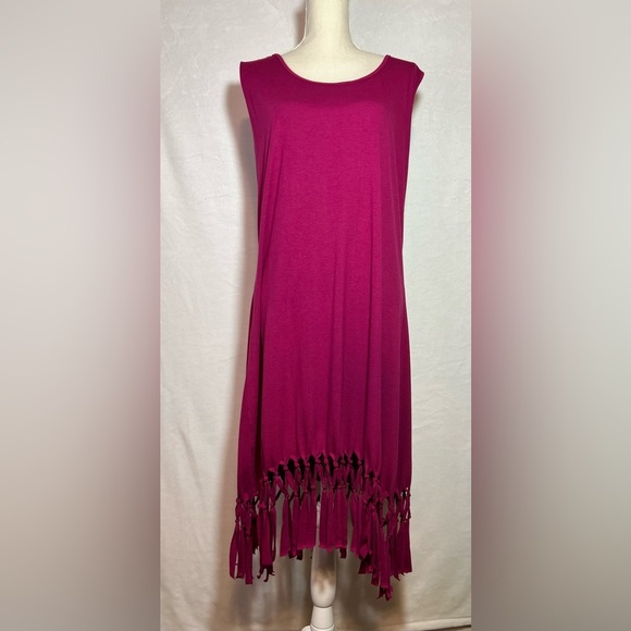 Pinziko NWOT Swimsuit Coverup Women’s Size 3XL Pink Fringe Hem - Picture 2 of 8